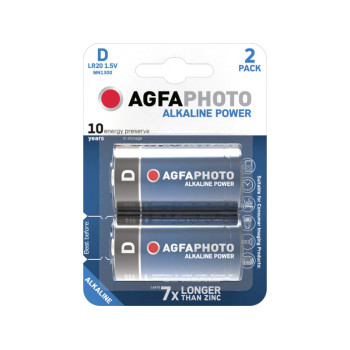 AGFAPHOTO Battery Alkaline, Mono, D, LR20, 1.5V, Blister (2-Pack)