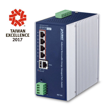 Planet IP30 Industrial Renewable Energy 4-Port 10/100/1000T 802.3at PoE+ Managed Ethernet Switch. (-10 to 60 degree C, 4-Port Gi