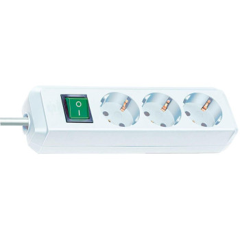 Brennenstuhl Power extension 3 m 3 AC outlet(s) White Eco-Line extension socket with switch 3-way, white, 3m