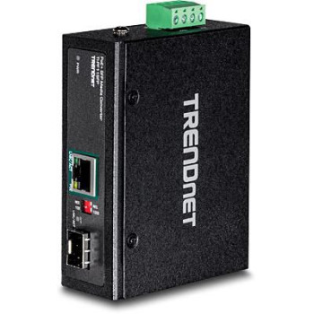 TrendNET Hardened Industrial SFP to Gigabit PoE+ Media Converter Hardened Media Converter Incl. DIN Rail and Wall Mount