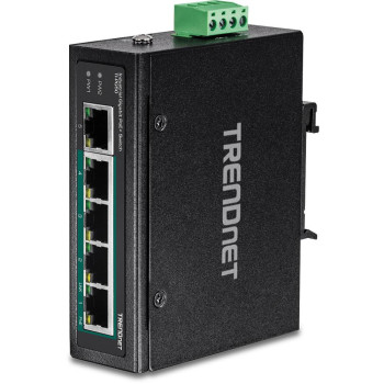 TRENDnet 5-Port Industrial Gigabit PoE + DIN-Rail Switch + DIN-Rail Switch