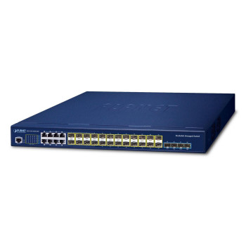 Planet Layer 3 16-Port 100/1000X SFP + 8-Port Gigabit TP/SFP combo + 4-Port 10G SFP+ Stackable Managed Switch with Dual AC Redun