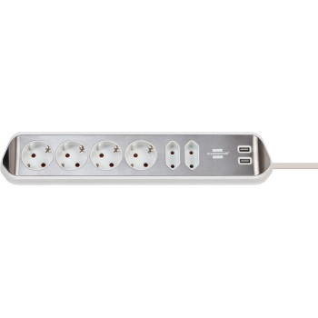 Brennenstuhl Power Extension 2 M 6 Ac Outlet(S) Indoor Silver, White