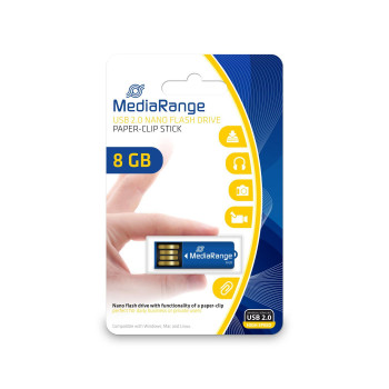 MediaRange USB Nanostick 8 GB m. Klammerf blau