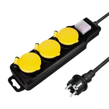 LogiLink Power Extension 1.5 M 3 Ac Outlet(S) Outdoor Black, Yellow