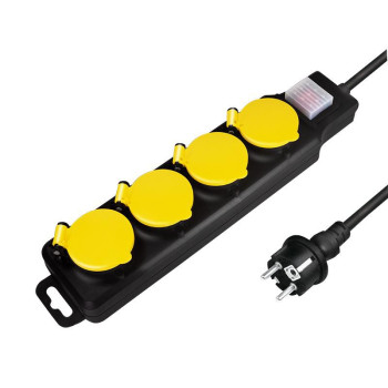 LogiLink Power Extension 1.5 M 4 Ac Outlet(S) Outdoor Black, Yellow