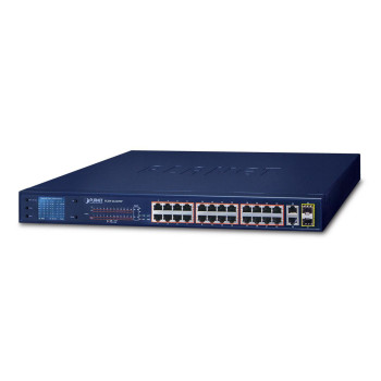 Planet 24-Port 10/100TX 802.3at PoE + 2-Port 10/100/1000T 2-Port 1000X SFP Ethernet Switch with smart color LCD (300W PoE Budget