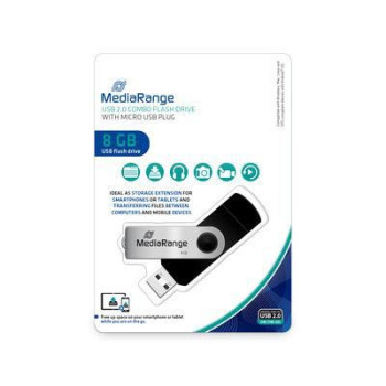 MediaRange Usb Flash Drive 8 Gb Usb Type-A / Micro-Usb 2.0 Black, Silver