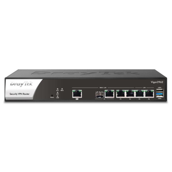 Draytek Vigor 2962 Wired Router 2.5 Gigabit Ethernet Black, White Draytek Vigor 2962 Wired Router 2.5 Gigabit Ethernet Black, White