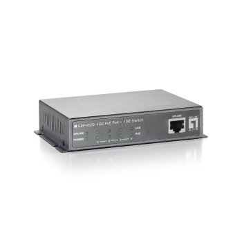 LevelOne 05P DT LevelOne GEP-0520 10/10 5-Port Gigabit PoE Switch, 61.6W, 802.3af PoE, 4 PoE Outputs, power adapter included, Gi