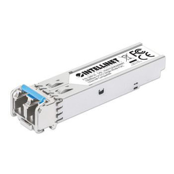 Intellinet Gigabit Fiber Sfp Optical Transceiver Module 1000Base-Lx (Lc) Single-Mode Port, 10 Km (6.2 Mi.), Hpe-Compatible, Silv