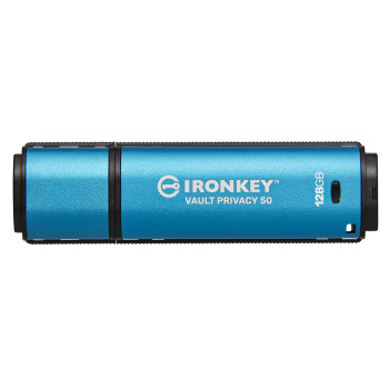 Kingston Technology IronKey Vault Privacy 50 pamięć USB 128 GB USB Typu-A 3.2 Gen 1 (3.1 Gen 1) Czarny, Niebieski