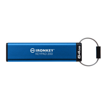 Kingston Technology IronKey Keypad 200 pamięć USB 64 GB USB Typu-A 3.2 Gen 1 (3.1 Gen 1) Niebieski