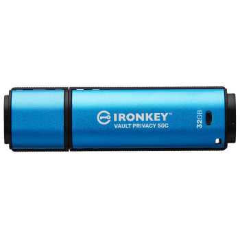Kingston Technology IronKey Vault Privacy 50 pamięć USB 32 GB USB Type-C 3.2 Gen 1 (3.1 Gen 1) Czarny, Niebieski