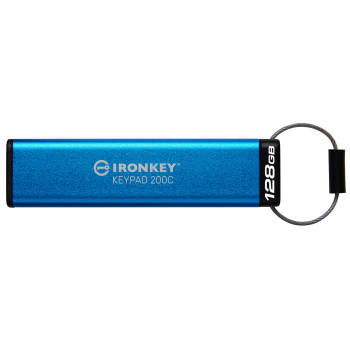 Kingston Technology IronKey Keypad 200 pamięć USB 128 GB USB Type-C 3.2 Gen 1 (3.1 Gen 1) Niebieski