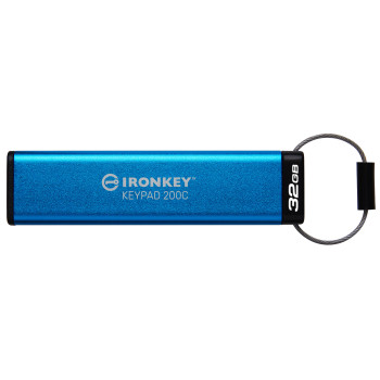 Kingston Technology IronKey Keypad 200 pamięć USB 32 GB USB Type-C 3.2 Gen 1 (3.1 Gen 1) Niebieski