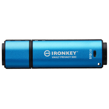 Kingston Technology IronKey Vault Privacy 50 pamięć USB 512 GB USB Type-C 3.2 Gen 1 (3.1 Gen 1) Czarny, Niebieski