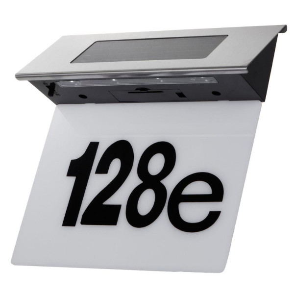 Lampa LED solarna z numerem domu Maclean, IP44, 1W, 60lm, 6000K, akumulator 600 mAh, 2,5V DC 70mA, MCE423 Lampa LED solarna z numerem domu Maclean, IP44, 1W, 60lm, 6000K, akumulator 600 mAh, 2,5V DC 70mA, MCE423