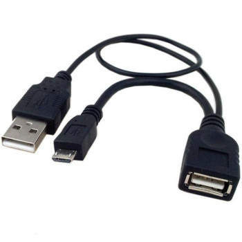 Techly 0.3m USB 2.0 A M F - Micro USB 2.0 M kabel USB 0,3 m USB A USB A Micro-USB B Czarny