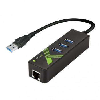 Techly IDATA USB-ETGIGA-3U2 stacja dokująca USB 3.2 Gen 1 (3.1 Gen 1) Type-A Czarny