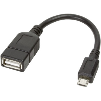 Techly 0.2m USB 2.0 Micro B - USB 2.0 A M F kabel USB 0,2 m Micro-USB B USB A Czarny