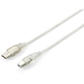 Equip 128650 kabel USB 1,8 m USB 2.0 USB A USB B Srebrny, Przezroczysty