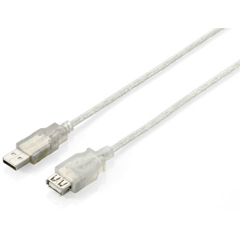 Equip 128751 kabel USB 3 m USB 2.0 USB A Srebrny, Przezroczysty