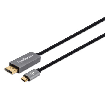 Manhattan 354844 adapter kablowy 2 m USB Type-C DisplayPort Czarny, Srebrny