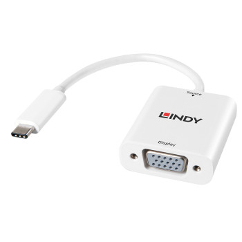 Lindy 43242 adapter kablowy 0,17 m VGA (D-Sub) USB Type-C Biały