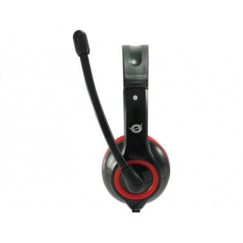 Conceptronic CCHATSTARU2R słuchawki zestaw słuchawkowy Przewodowa Opaska na głowę Połączenia muzyka USB Typu-A Czerwony