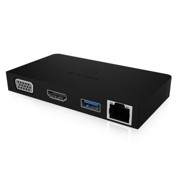 ICY BOX IB-DK4023-CPD Przewodowa USB 3.2 Gen 1 (3.1 Gen 1) Type-C Czarny