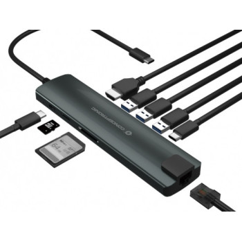 Conceptronic DONN06G stacja dokująca USB 3.2 Gen 1 (3.1 Gen 1) Type-C Czarny, Srebrny