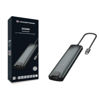 Conceptronic DONN06G stacja dokująca USB 3.2 Gen 1 (3.1 Gen 1) Type-C Czarny, Srebrny