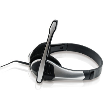 Conceptronic CCHATSTAR2_V2 Zestaw słuchawkowy Przewodowa Opaska na głowę Biuro centrum telefoniczne Czarny, Srebrny