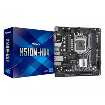 Mainboard ASROCK Intel H510 LGA1200 MicroATX 1xPCI-Express 3.0 16x 1xPCI-Express 4.0 16x Memory DDR4 1x15pin D-sub 1xDVI 1xHDMI 