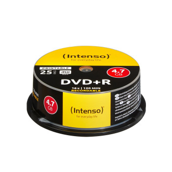 Intenso DVD+R 4.7GB, Print, 16x (25) DVD+R 4.7GB, Printable, 16x, DVD+R, 120 mm, Printable, cakebox, 25 pc(s), 4.7 GB