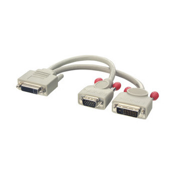 Lindy DVI-I DVI-D + VGA Monitor Cable kabel DVI 0,2 m Szary
