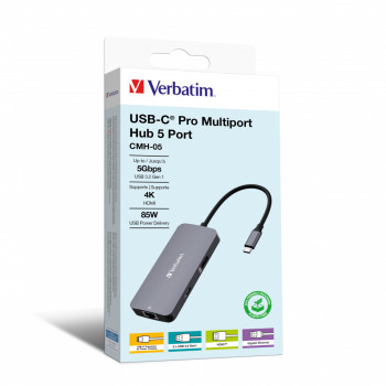 Verbatim CMH-05 USB Type-C 5000 Mbit s Srebrny