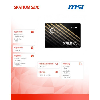 Dysk SSD SPATIUM S270 240GB 2,5 cala SATA3 500/400MB/s