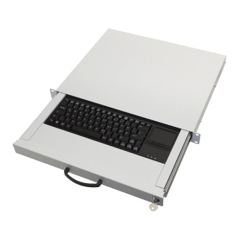 aixcase 19" Rack 1U Tastatur DE Touchpad USB lichtgrau