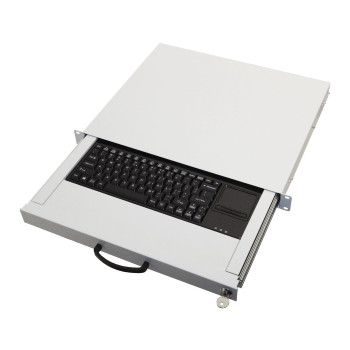 aixcase 19" Rack 1U Tastatur US Touchpad USB lichtgrau