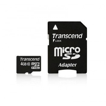 MEMORY MICRO SDHC 4GB W/ADAPT/CLASS10 TS4GUSDHC10 TRANSCEND