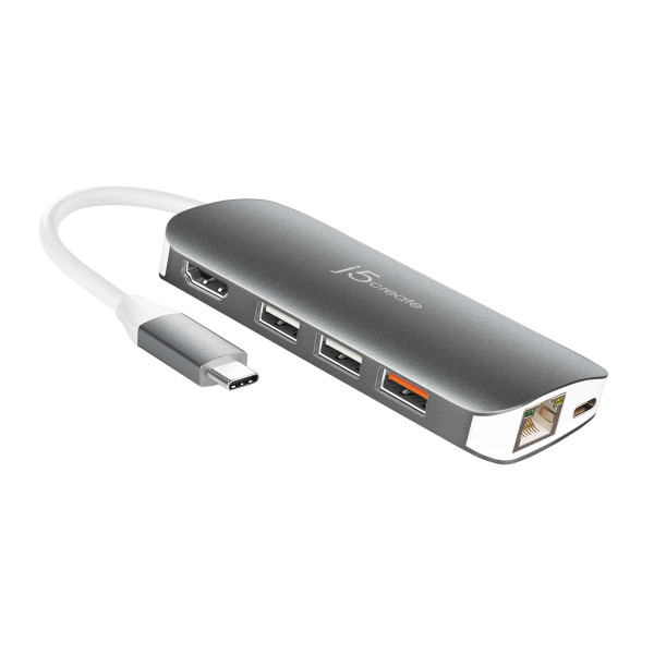 j5create JCD383 USB 3.2 Gen 1 (3.1 Gen 1) Type-C Srebrny, Biały j5create JCD383 USB 3.2 Gen 1 (3.1 Gen 1) Type-C Srebrny, Biały