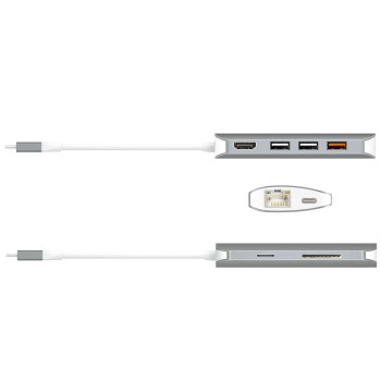 j5create JCD383 USB 3.2 Gen 1 (3.1 Gen 1) Type-C Srebrny, Biały
