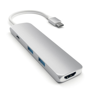 Satechi Type-C USB Passthrough HDMI Hub Silver