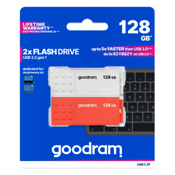 Goodram 2-PACK UME3-1280MXR11-2P pamięć USB 256 GB USB Typu-A 3.2 Gen 1 (3.1 Gen 1) Czarny, Czerwony, Biały, Żółty