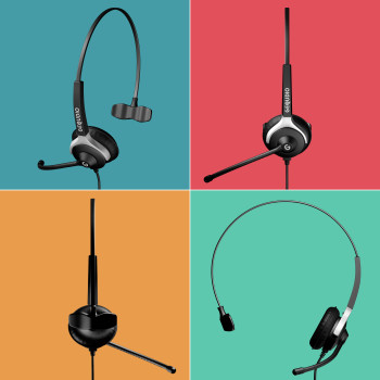 GEQUDIO Headset 1-Ohr für Mitel,Aastra,Poly,Gigaset-RJ Kabel