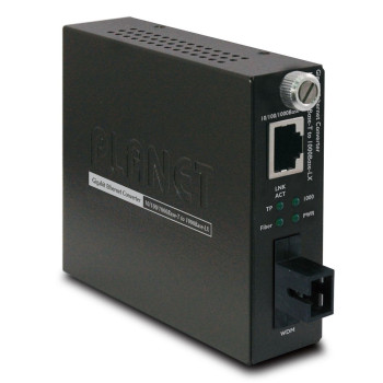 Planet 10/100/1000Base-T to WDM Bi-directional Smart Fiber Converter - 1310nm - 15KM