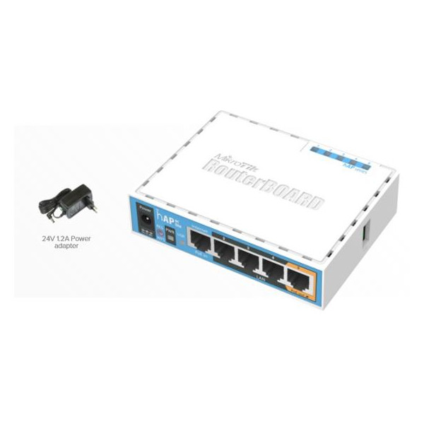 Access Point MikroTik hAP ac lite (650MHz CPU) 32MB RAM, 4x LAN, 2.4GHz 802.11b/g/n, RouterOS L4 Access Point MikroTik hAP ac lite (650MHz CPU) 32MB RAM, 4x LAN, 2.4GHz 802.11b/g/n, RouterOS L4