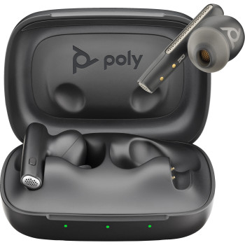 POLY Słuchawki douszne Voyager Free 60 UC w kolorze głębokiej czerni + adapter USB-C BT700 + podstawowe etui z ładowarką